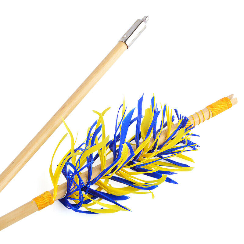 12X Wooden Arrows Handmade Shaft Archery Flu-Flu Spiral Wrap Feather Longbow Hunt